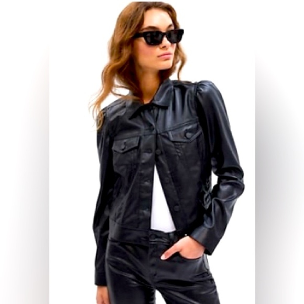 GAP Puff Sleeve Icon Vegan Leather Jacket